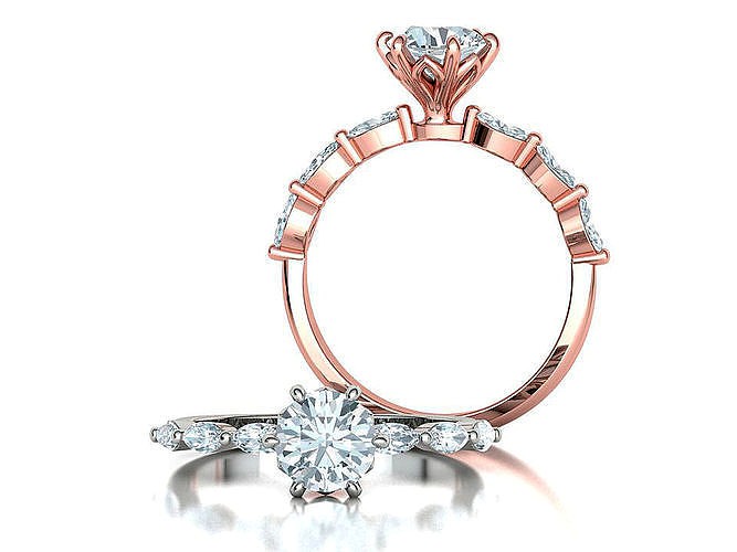 Solitaire 1ct Engagement ring 4x2 marquise stones 3dmodel | 3D