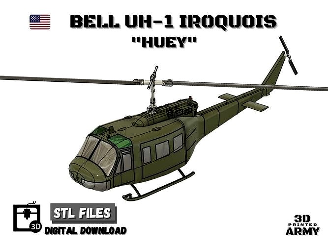 Bell UH-1 HUEY Iroquois - STL files for 3D printing  | 3D