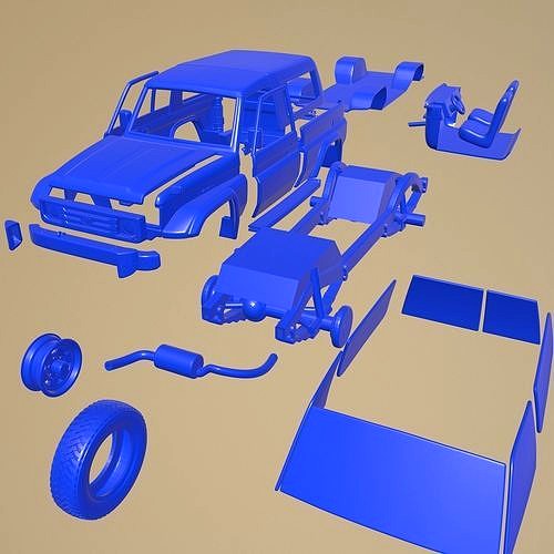 Toyota Land Cruiser J70 1990 Printable Car In Separate Parts 3d Model