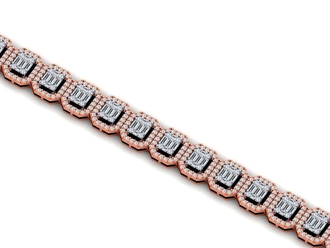 Custom Baguette with Round diamond 10mm Chain - Custom Chain | 3D