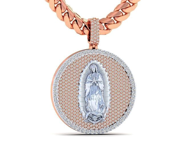 Mary Diamond Pendant - Mary Baby Jesus - Mother Mary | 3D
