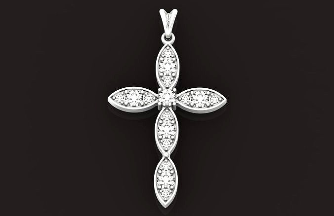 elegant female cross with stones lightweight 522 | 3D