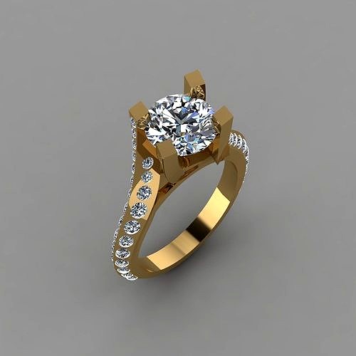 Beautiful Daimond Solid ring  | 3D