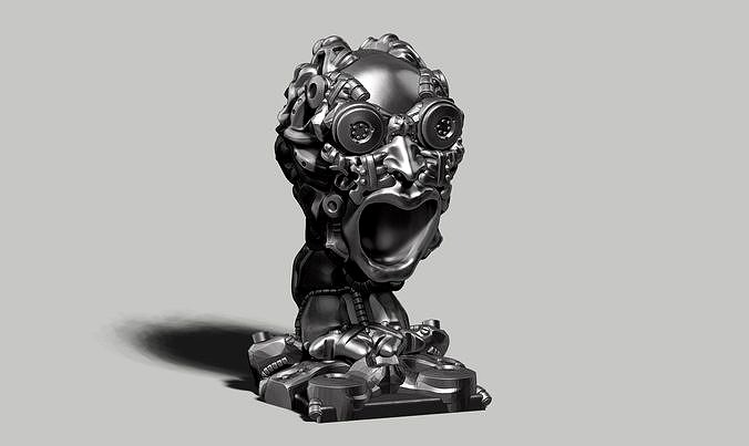 human robot head bust a03 3d print model | 3D