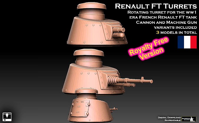 Renault FT Tank Turrets ROYALTY FREE VERSION | 3D