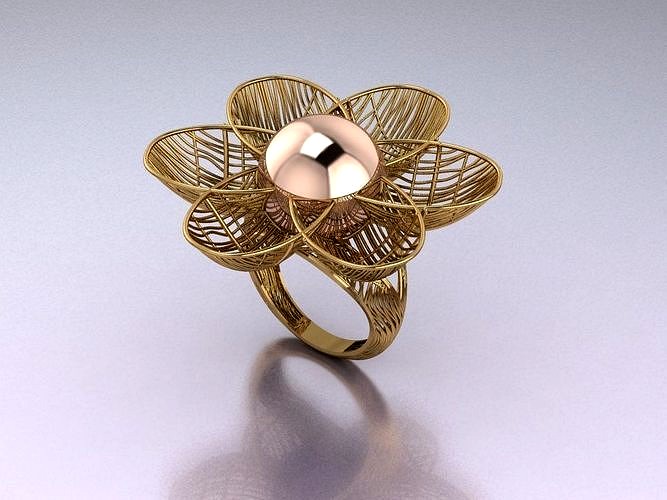antique plain gold beautiful filigree ring | 3D