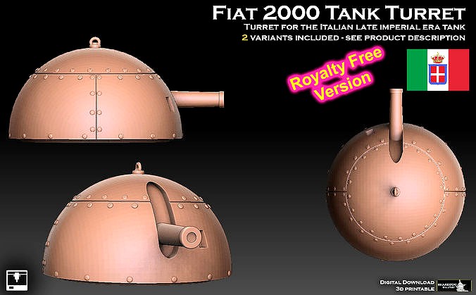 Fiat 2000 Tank Turret ROYALTY FREE VERSION | 3D