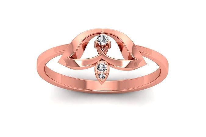 Solitaire Wedding Engagement Women Rings Lotus Ring | 3D