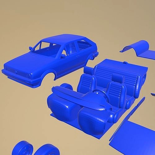 VOLKSWAGEN POLO COUPE 1990 PRINTABLE CAR IN SEPARATE PARTS | 3D