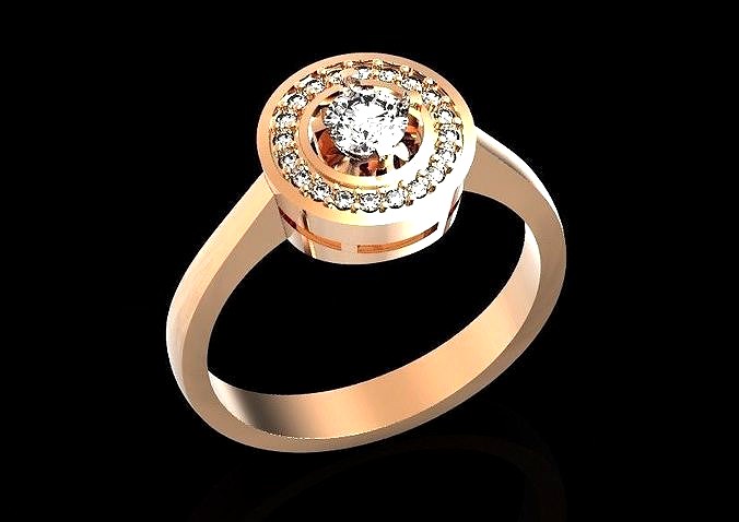 classic elegant ring with round stone 502 | 3D