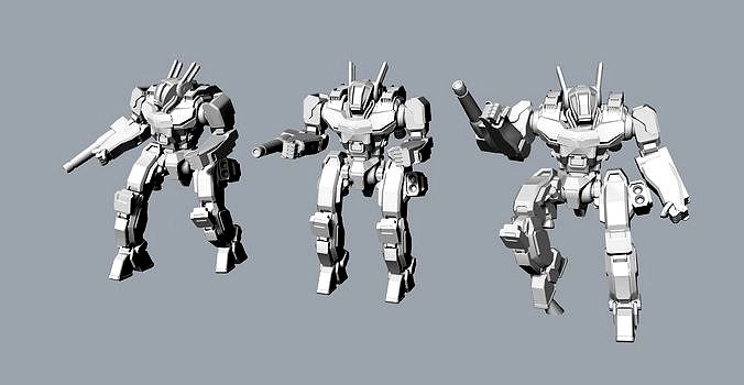 3 robot warriors with different shapes | 3D