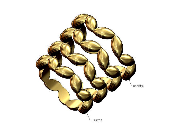 Stacker grain bead pattern band US sizes 5to8 | 3D