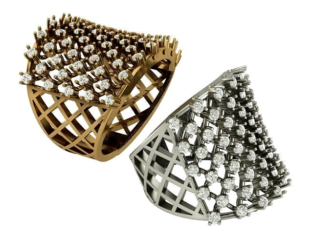 Chaton Diamond ring | 3D
