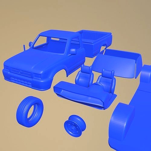 TOYOTA HILUX DOUBLE CAB 1988 PRINTABLE CAR IN SEPARATE PARTS | 3D