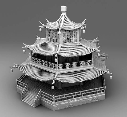 Round chinese temple | 3D