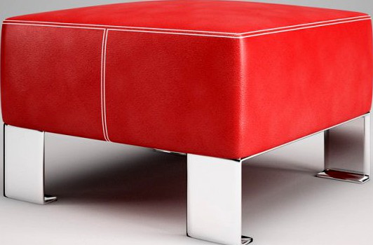 CGAxis Red Leather Pouf 03 3D Model