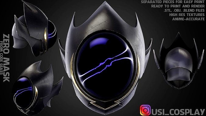 Code Geass Zero Mask for Cosplay | 3D