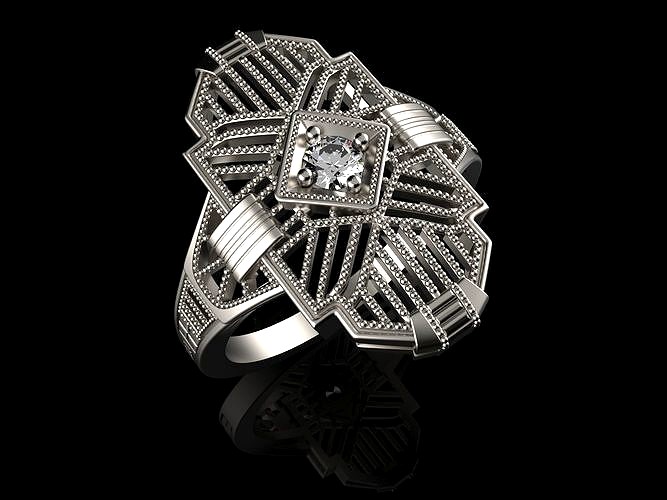 ART DECO DIAMOND DINNER RING | 3D