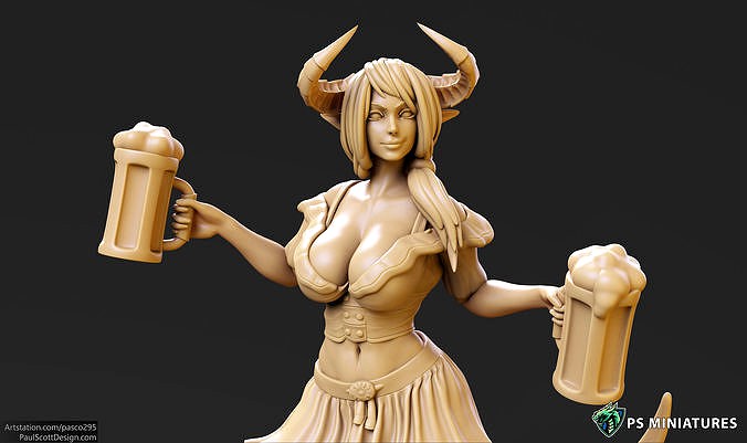 Tiefling Barmaid 01 - 2 Variants | 3D