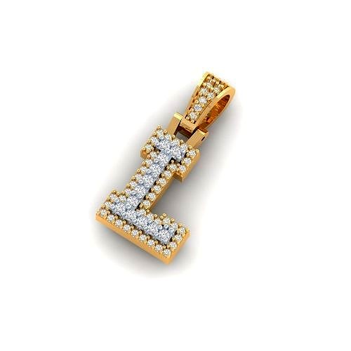 L Double Layer Diamond Pendant - L letter - Alphabet Pendant | 3D