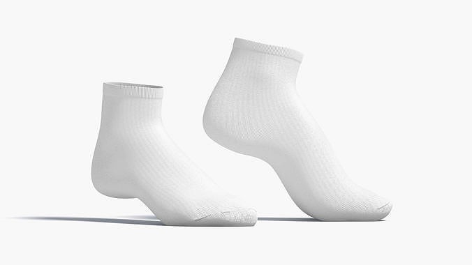 White Ankle Socks stand on tiptoe - fabric sox pair