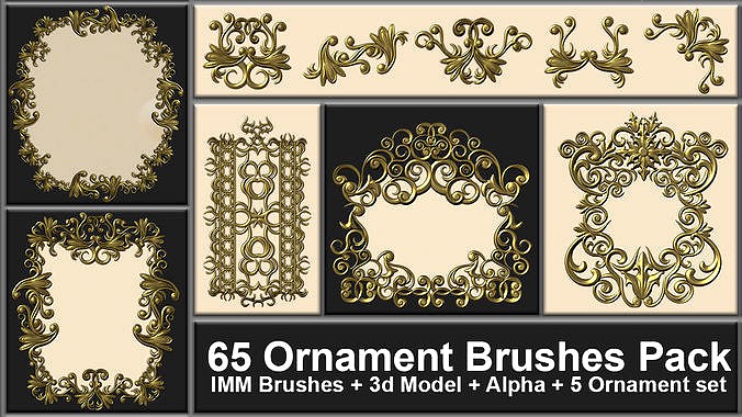 65 Ornaments Brushes - Pack  IMM Brushes and 5 Ornament Set