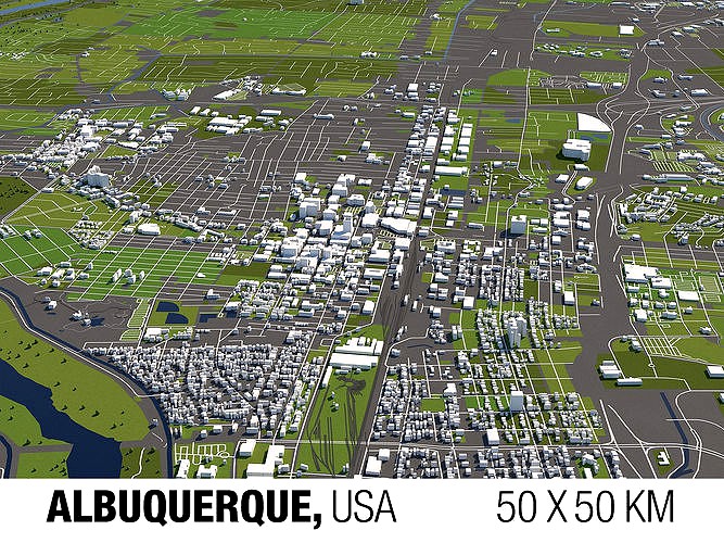 Albuquerque USA 50x50km City Map