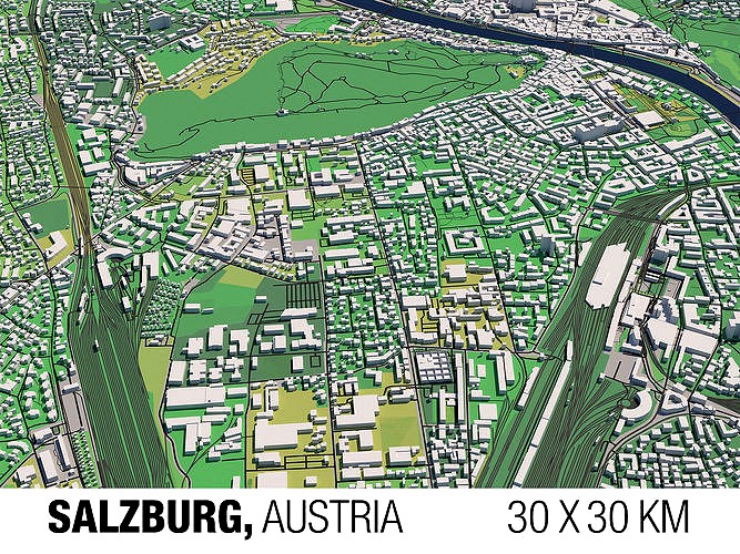 Salzburg 30x30km City Map