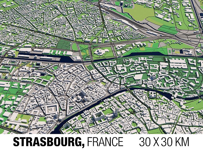 Strasbourg 30x30km City Map