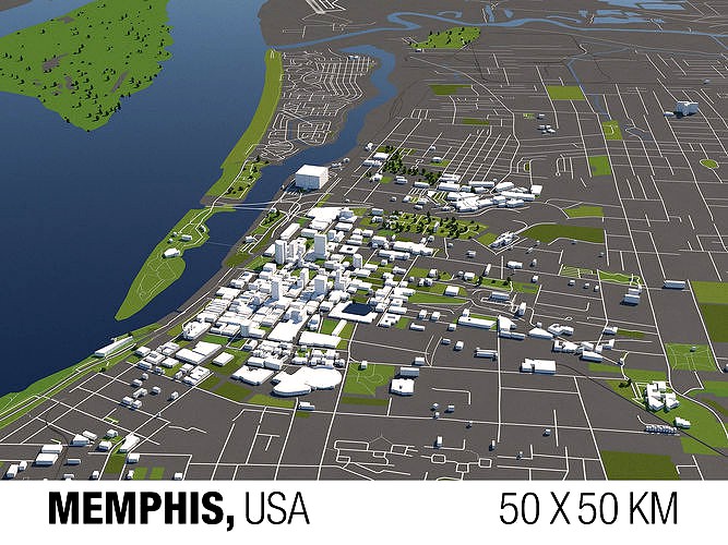 Memphis 50x50km City Map Model