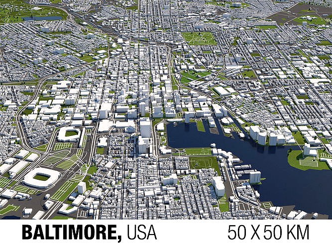 Baltimore 50x50km City Map Model