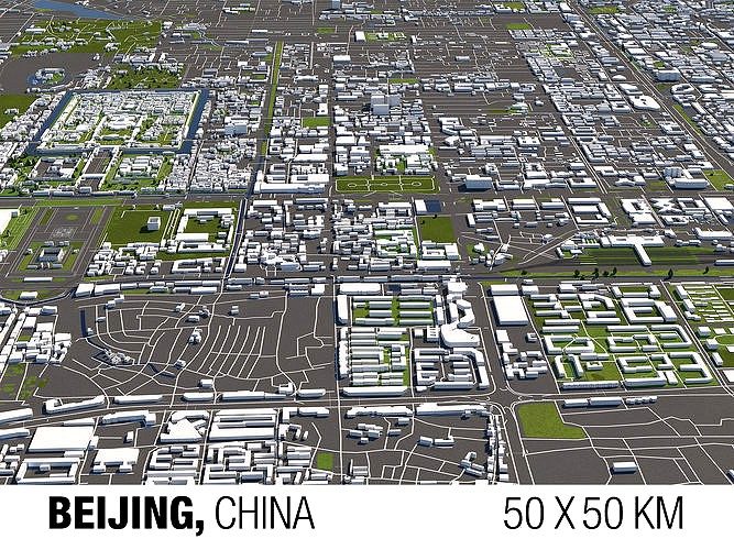 Beijing 50x50km City Map Model