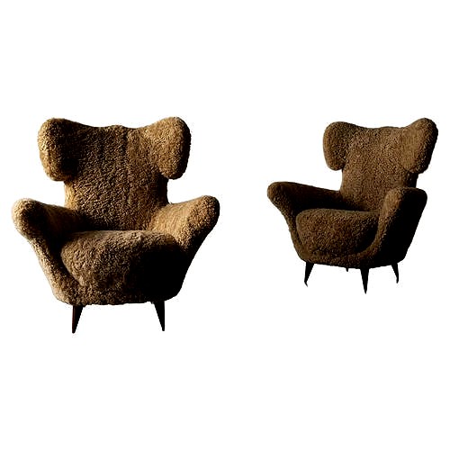 Lounge Chairs Shearling Wood Italy