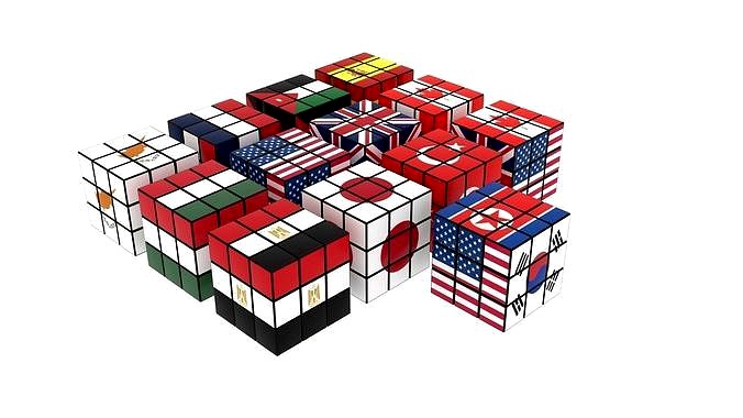 Rubiks Cubes With Flags Set