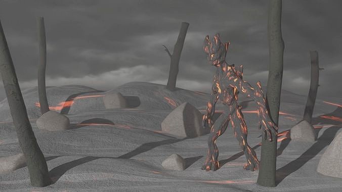Lava giant guardian low poly