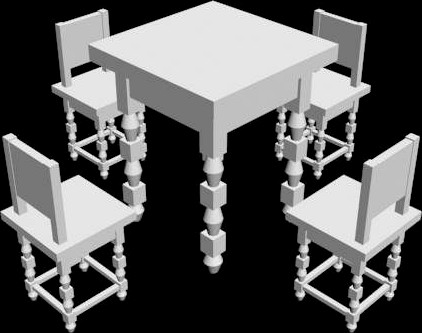 Table and Chair 3D Model