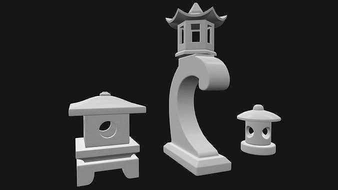 Japanese garden lanterns-untextured version