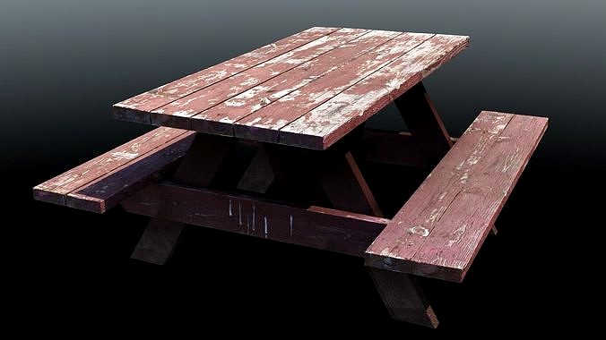 Weathered Picnic Table - High Fidelity
