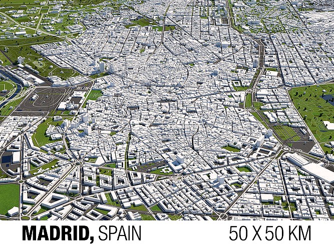 Madrid 50x50km 3D City Map