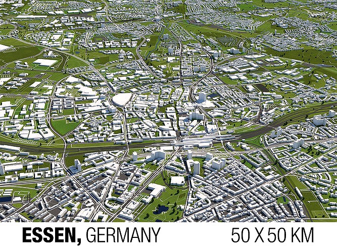Essen Germany 50x50km 3D City Map