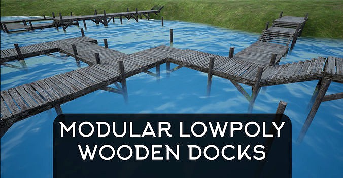 Modular Lowpoly Wooden Dock Parts