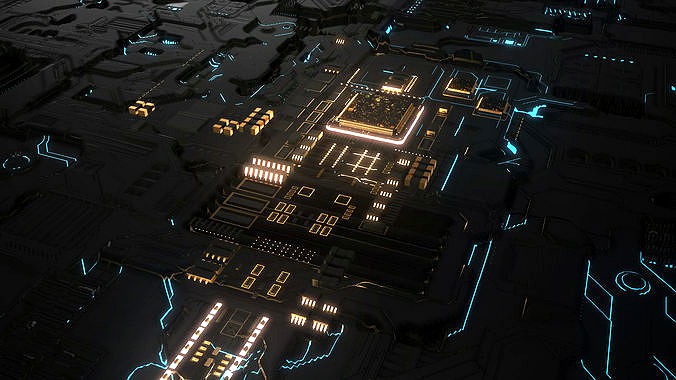 Scifi technology computer circuit board