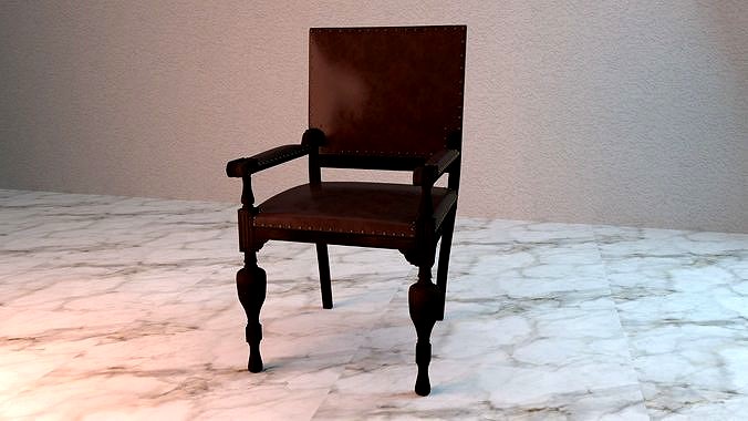 Oak Throne Chair Leather Covered 1890s