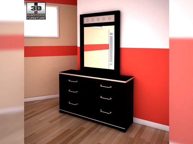 Ashley IZone Bookcase Dresser  Mirror 3D Model