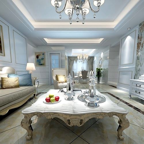 Luxurious Living room interior scene 3D model 29