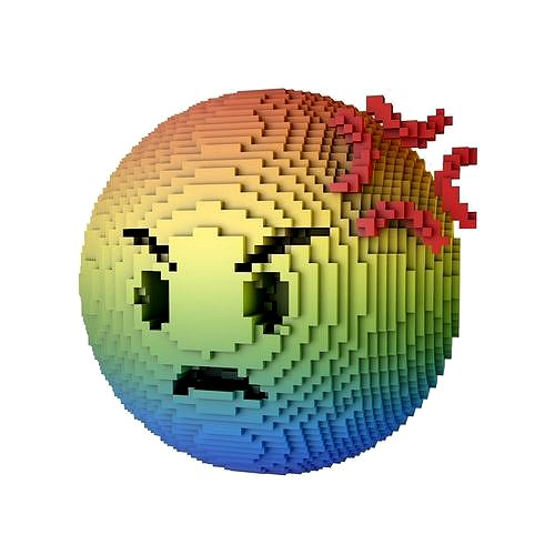 Voxel Angry Face With Anger Symbol v1 007