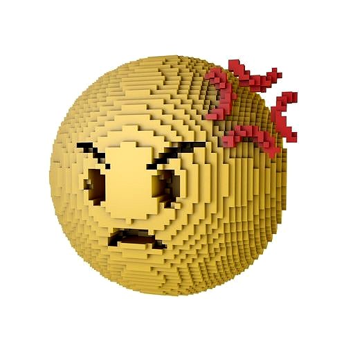 Voxel Angry Face With Anger Symbol v1 001