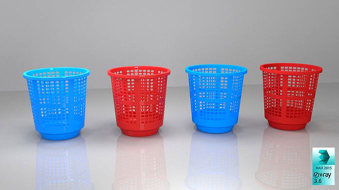 Plastic Dustbins Pack Matt and Shiny Red and Blue