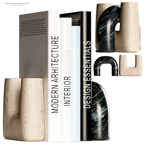 Issac Nesting Travertine and Marble Bookends