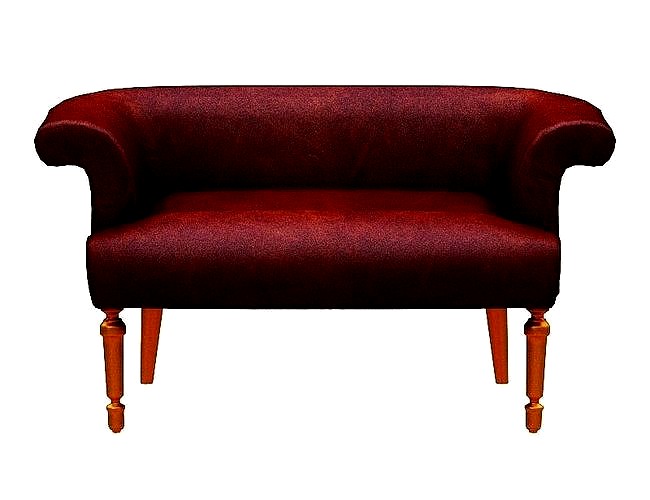 Sofa Neoclassical red leather and gold foil legs